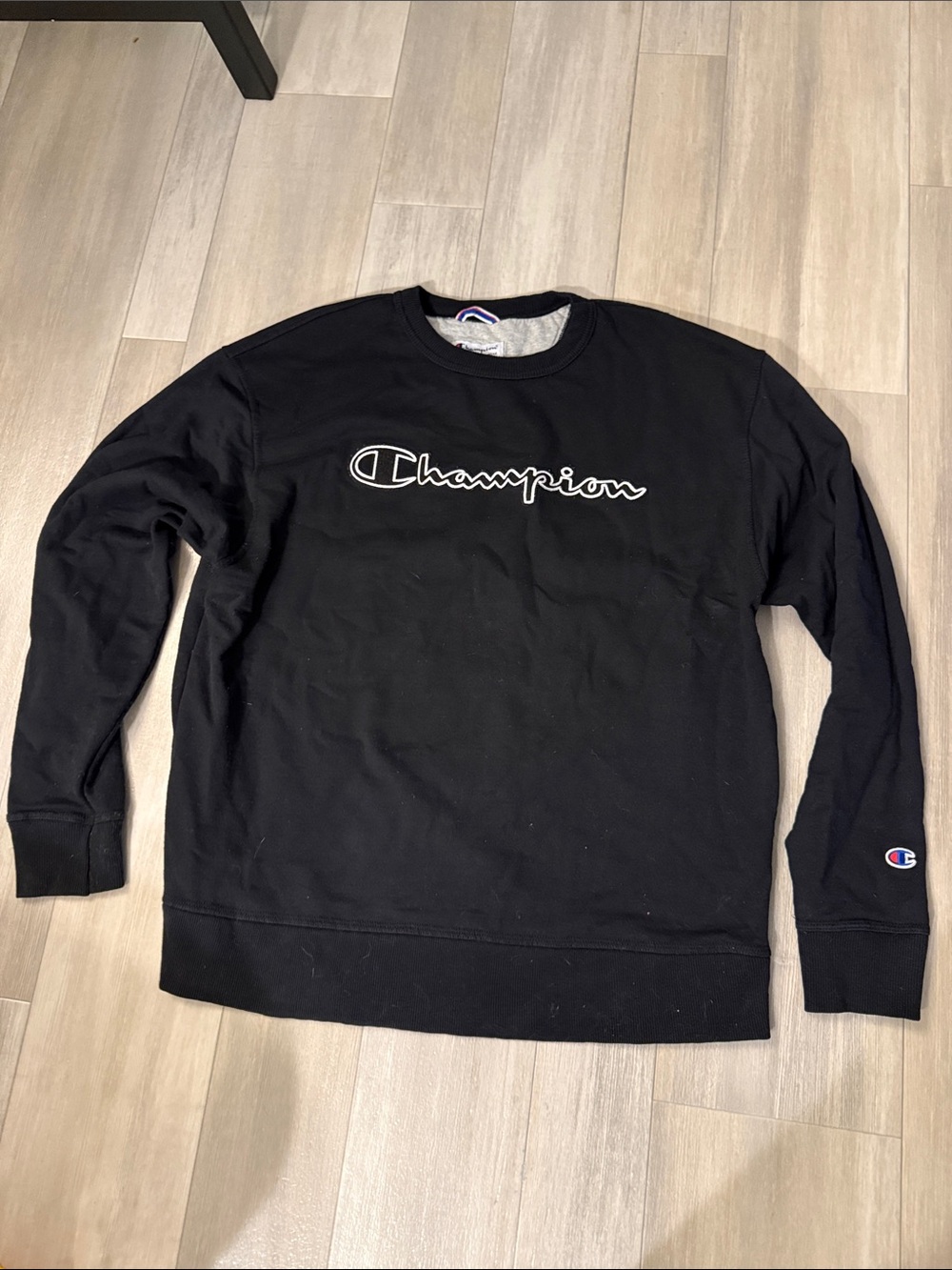 Champion Black Crewneck Sweatshirt with Script Logo
